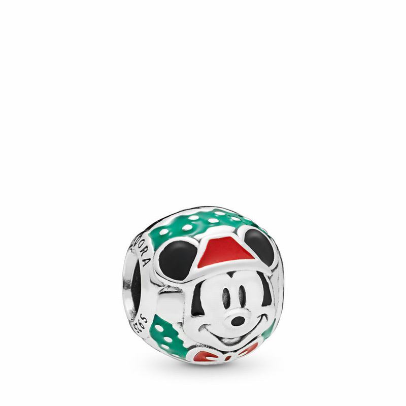 Talismane Pandora Disney Santa Mickey Argint/Negrii/Verzi/Rosii (lYUstHhC)